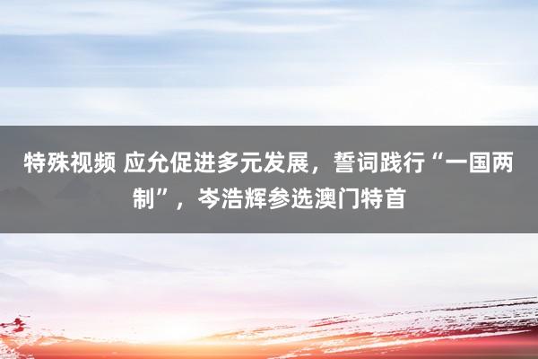 特殊视频 应允促进多元发展，誓词践行“一国两制”，岑浩辉参选澳门特首