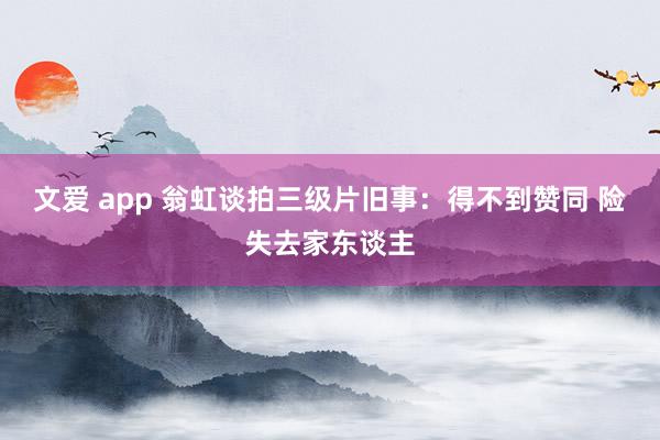 文爱 app 翁虹谈拍三级片旧事：得不到赞同 险失去家东谈主